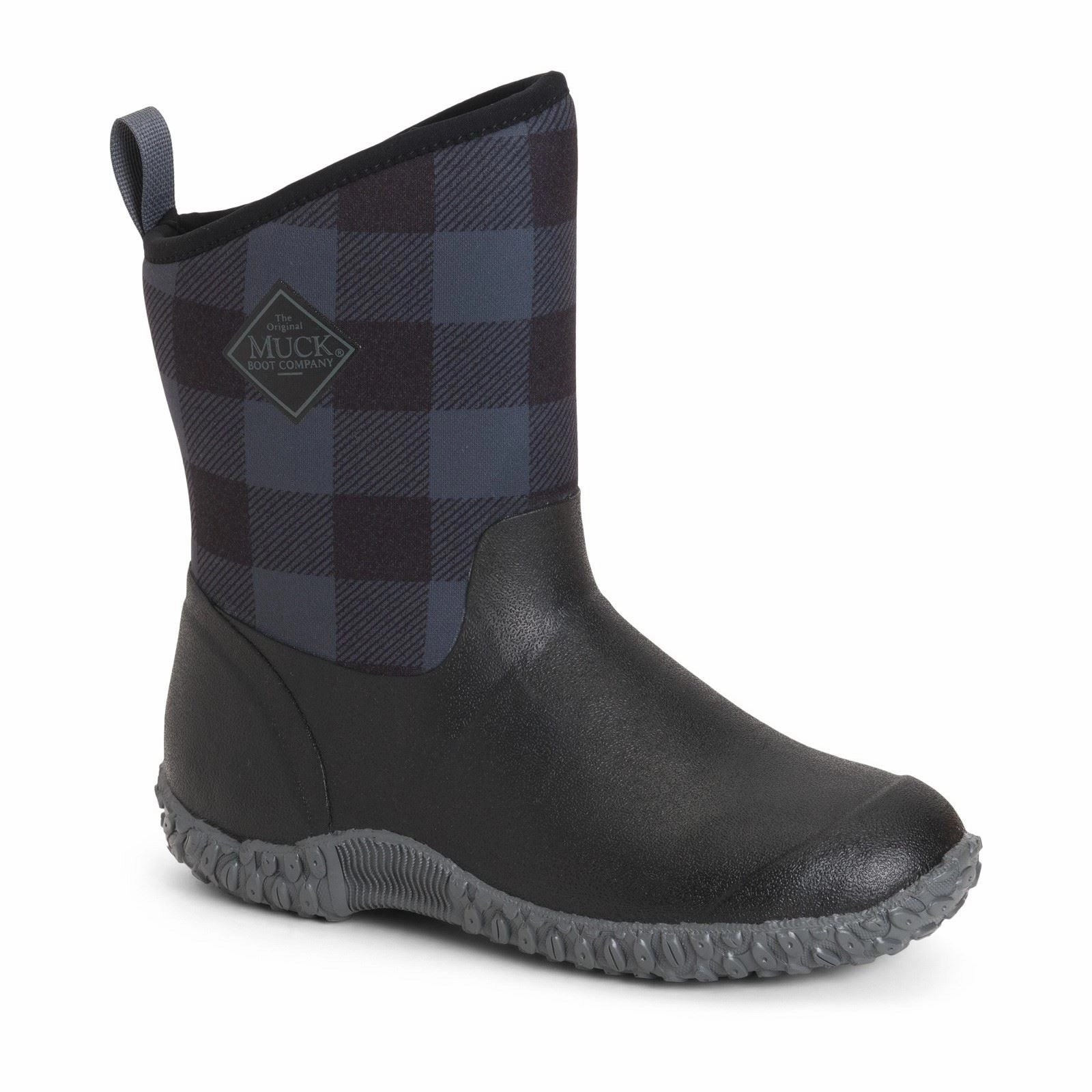 Muck Boots Muckster II Mid Rubber Black/Grey Plaid Wellington Boots mud proof Weather Ready Boots