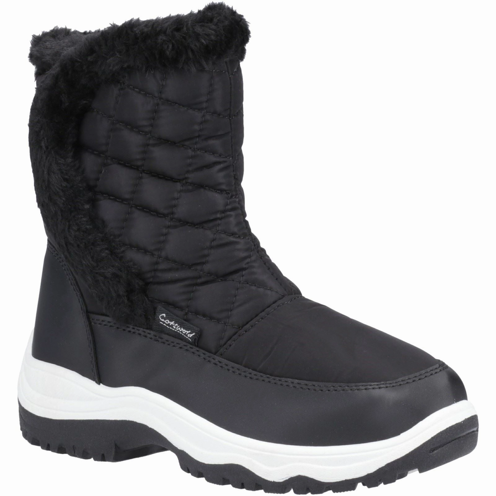 Fast Step Utility Walk Cotswold Butterrow Textile Women's Black Winter Mid Calf Boots