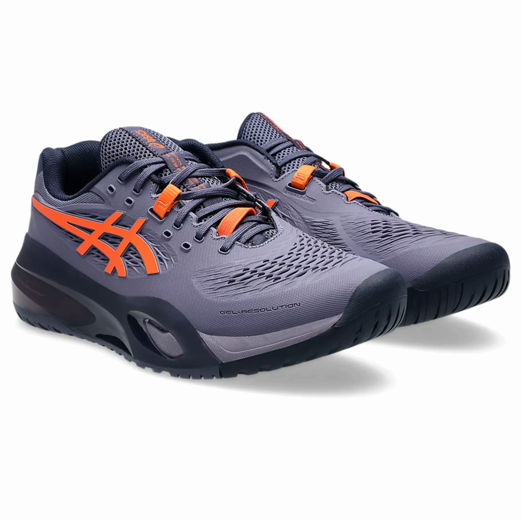 Neutral Fit Asics Gel Resolution X Wide 2E Men Tennis Shoes - Greyish Purple/Nova Orange