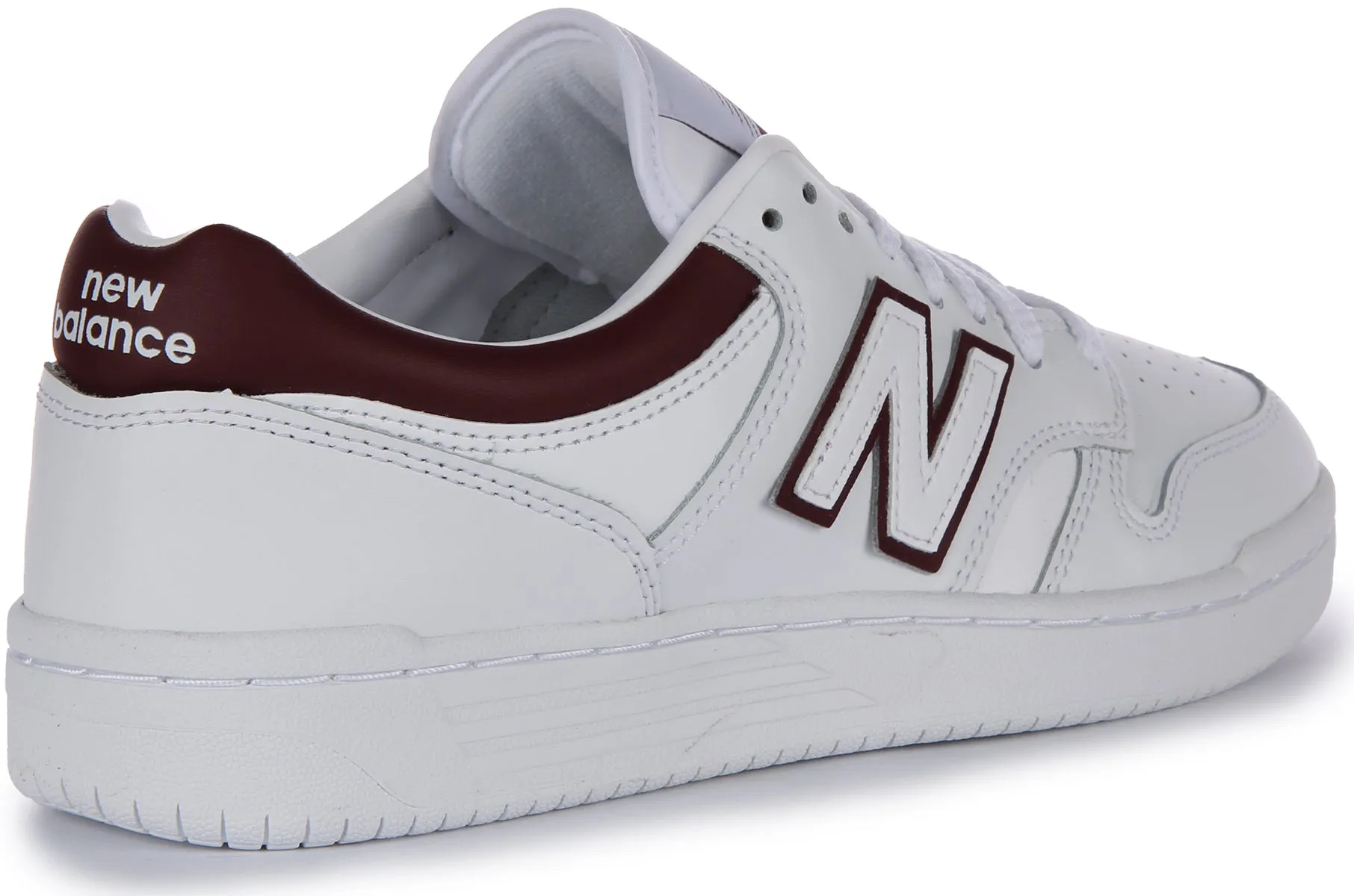 New Balance BB 480 LDB In White Maroon For Men Structured grip