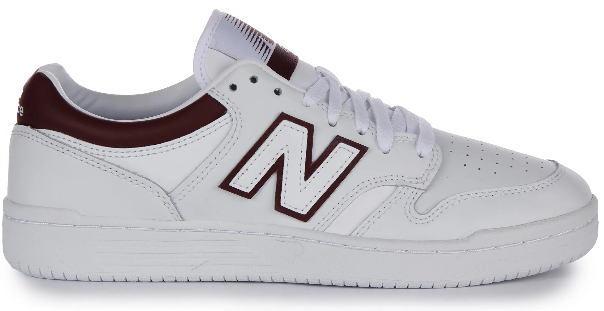 New Balance BB 480 LDB In White Maroon For Men Structured grip