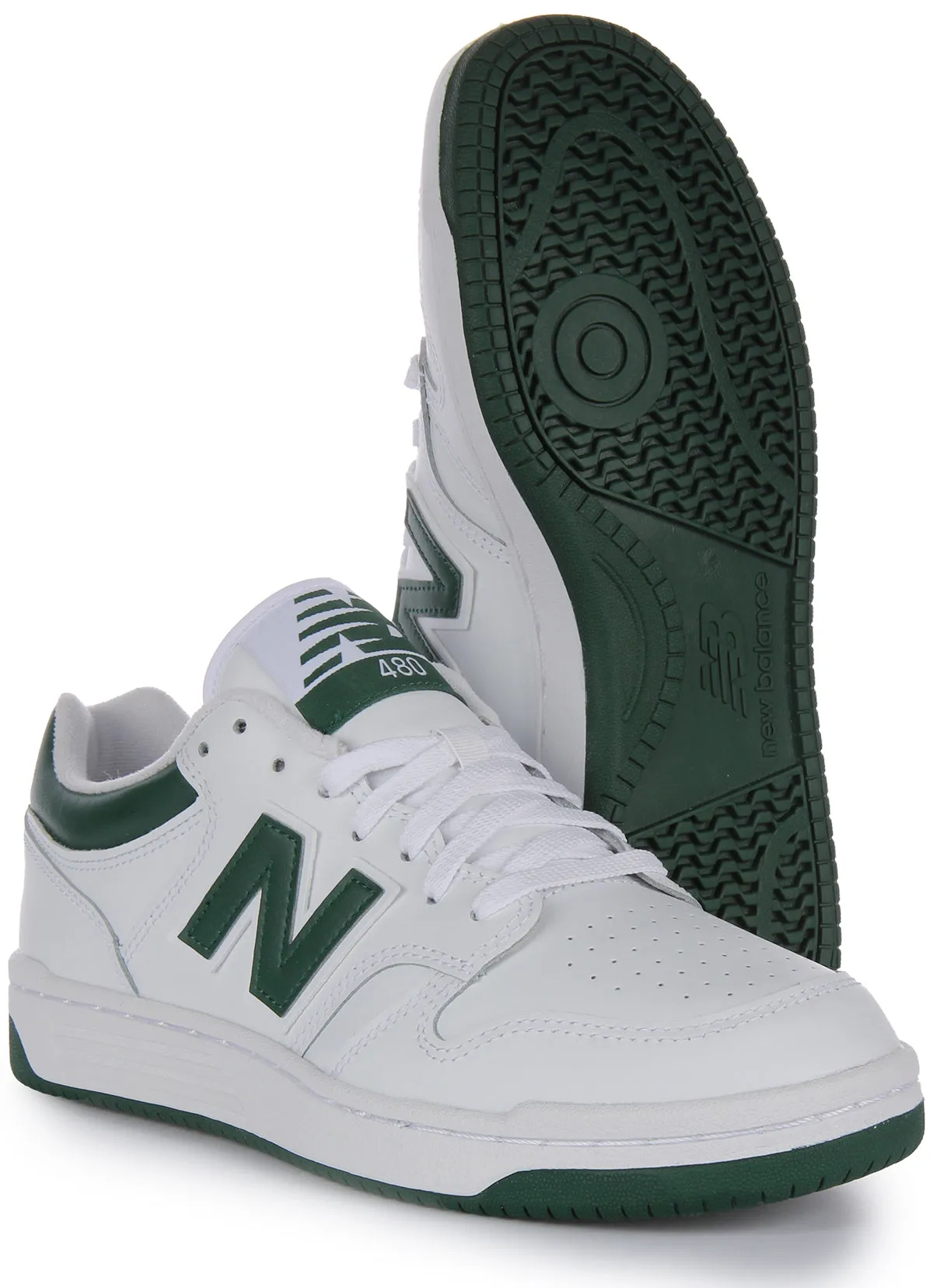 New Balance BB 480 LNG In White Green All-day arch