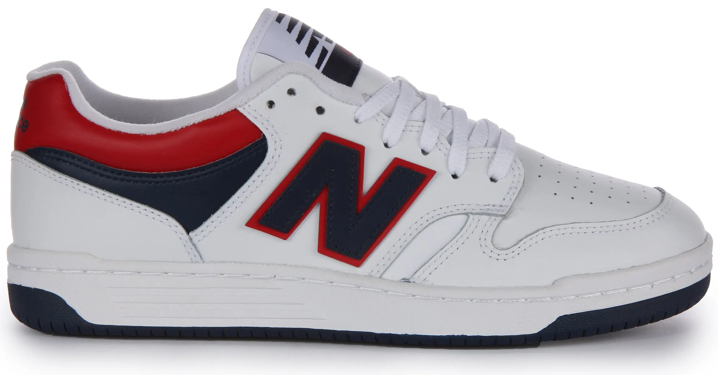 New Balance BB 480LNR In White Navy Red Travel Friendly