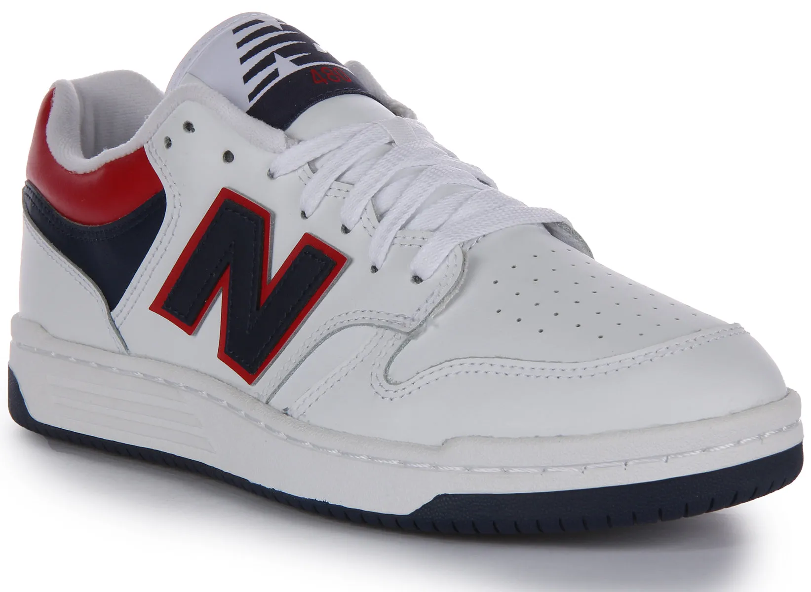 New Balance BB 480LNR In White Navy Red Breathable fabric Active Lifestyle