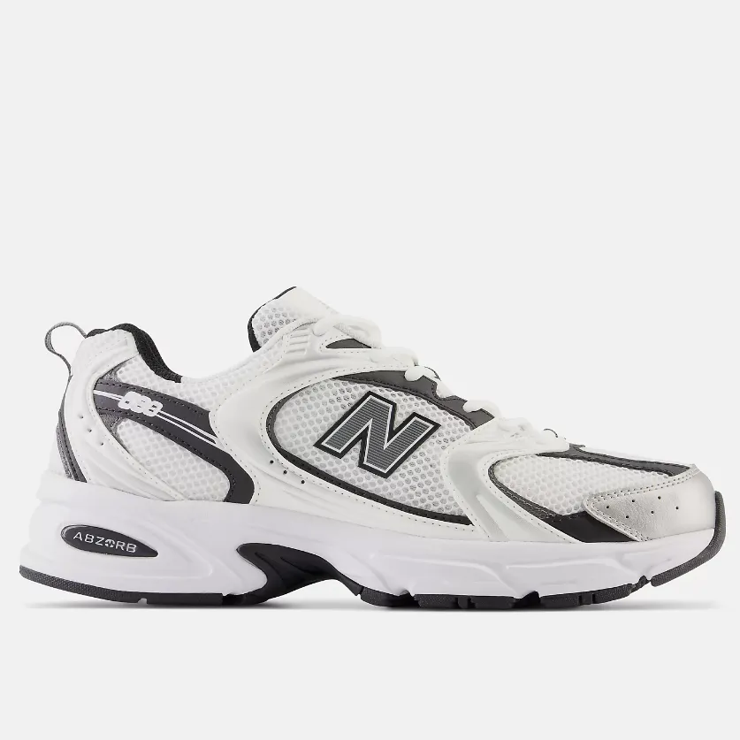New Balance MR530LB White Metallic Silver Black Unisex (LF) Foot Shape Reliable Grip