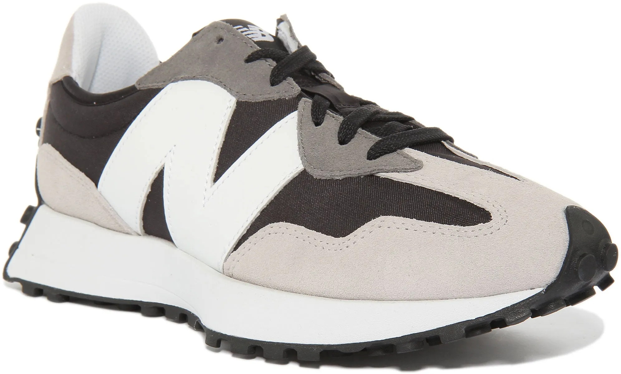 Reinforced eyelets prevent lace pressure points New Balance Ms327Bd In Black Grey For Men