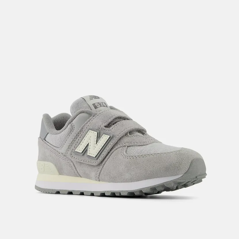 NEW BALANCE PV574GBG Hook & Loop Velcro Concrete Angora Kids (LF) Luxe support