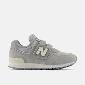 NEW BALANCE PV574GBG Hook & Loop Velcro Concrete Angora Kids (LF) Cushioned durability