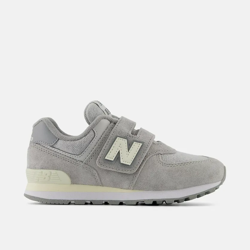 NEW BALANCE PV574GBG Hook & Loop Velcro Concrete Angora Kids (LF) Cushioned durability