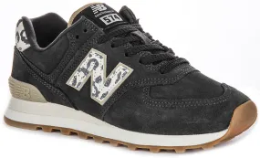 New Balance WL 574XE2 In Charcoal Leopard For Women All-Season Wear Max Grip
