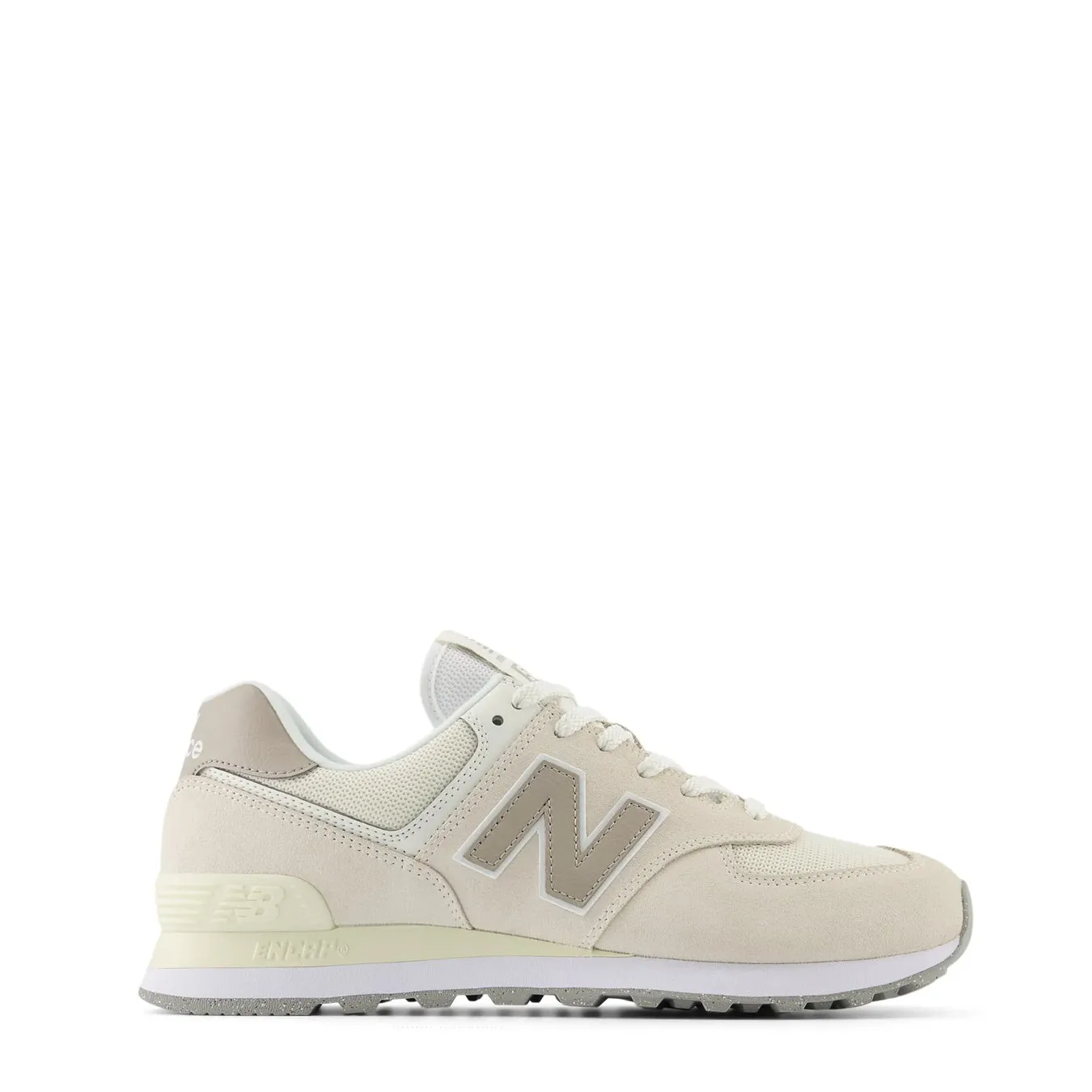 New Balance Womens 574 Trainers Linen / Light Mushroom Travel Light Effortless Wear