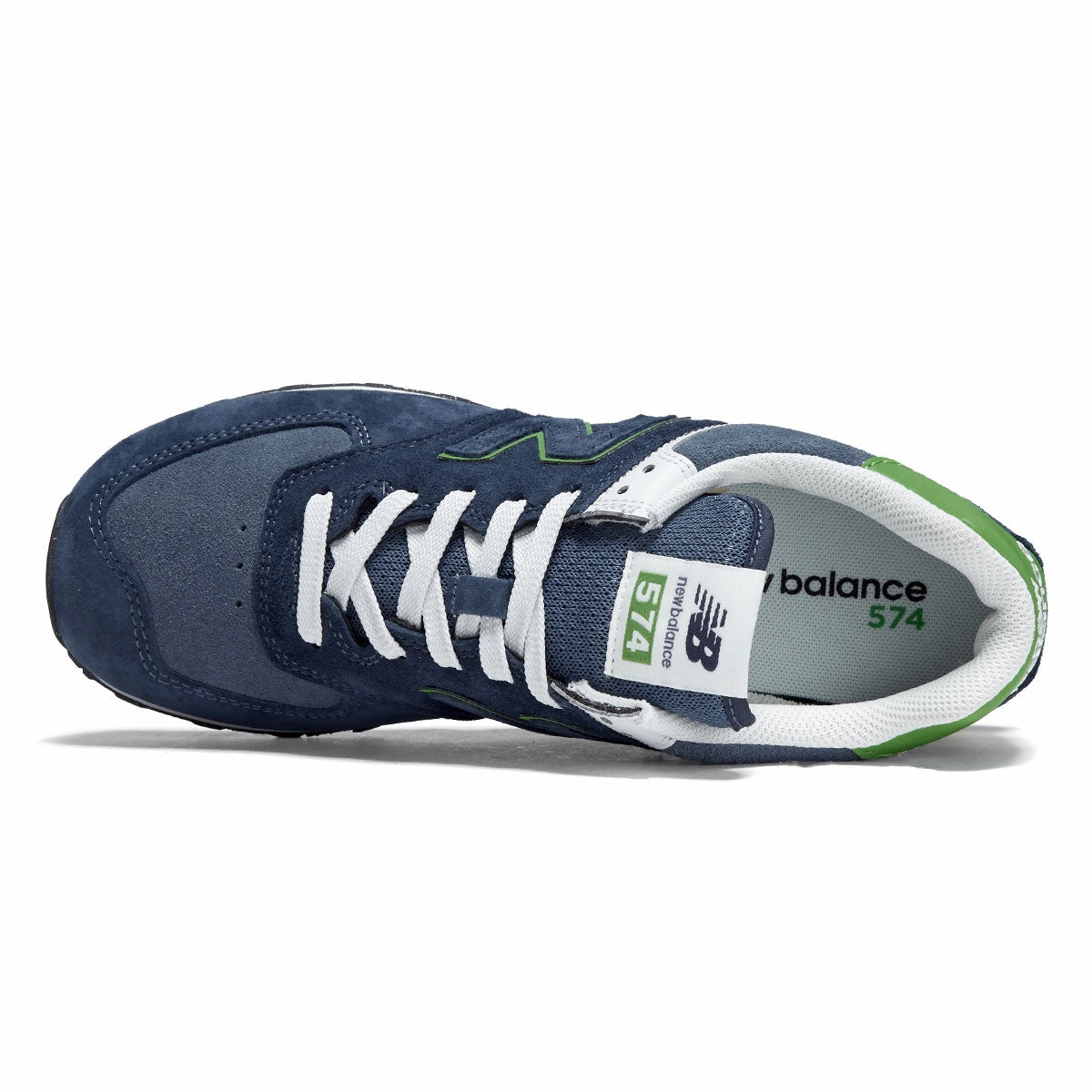 New Balance 574 Shoes - Navy/Alpine Green Checked Design