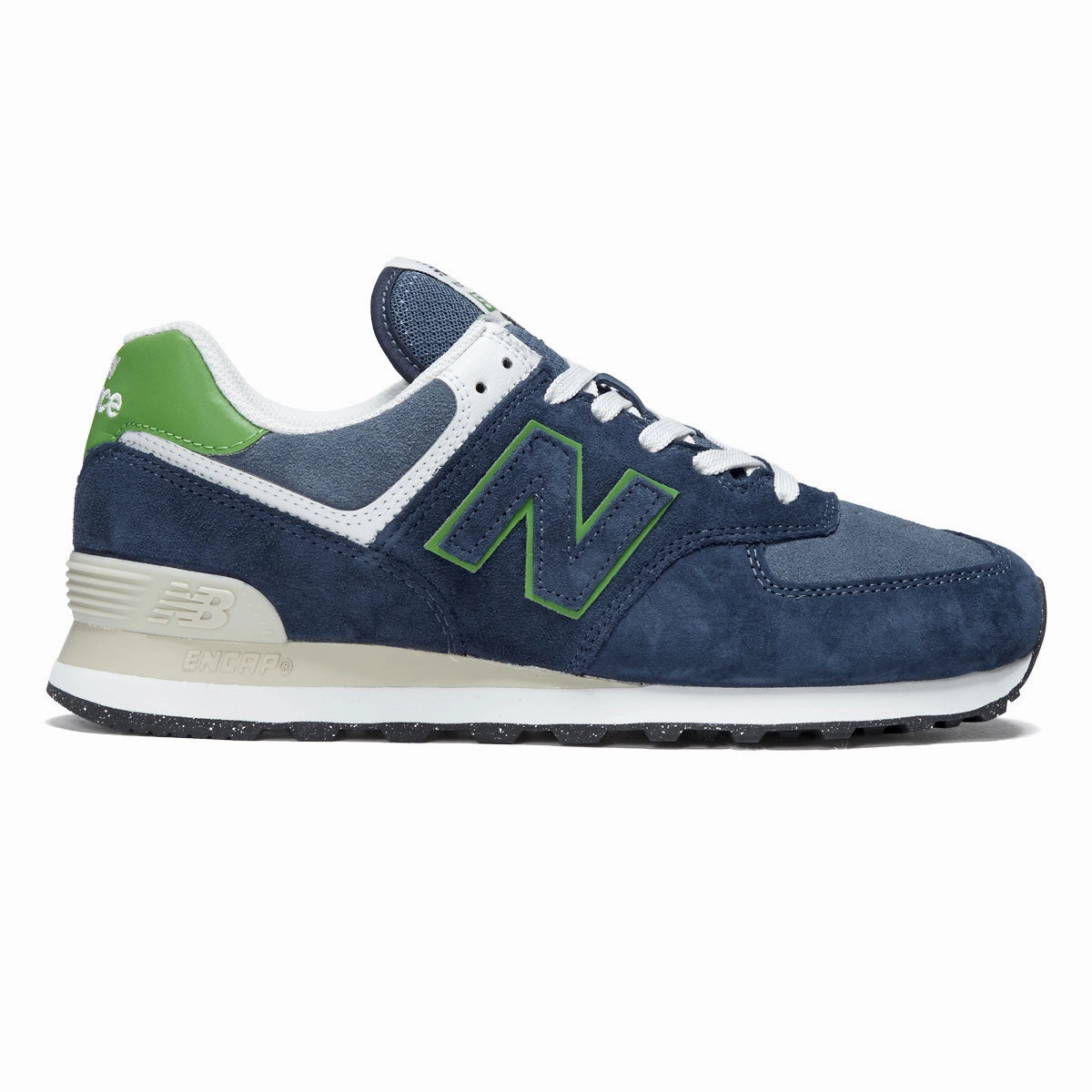 Soft surface cushioning New Balance 574 Shoes - Navy/Alpine Green