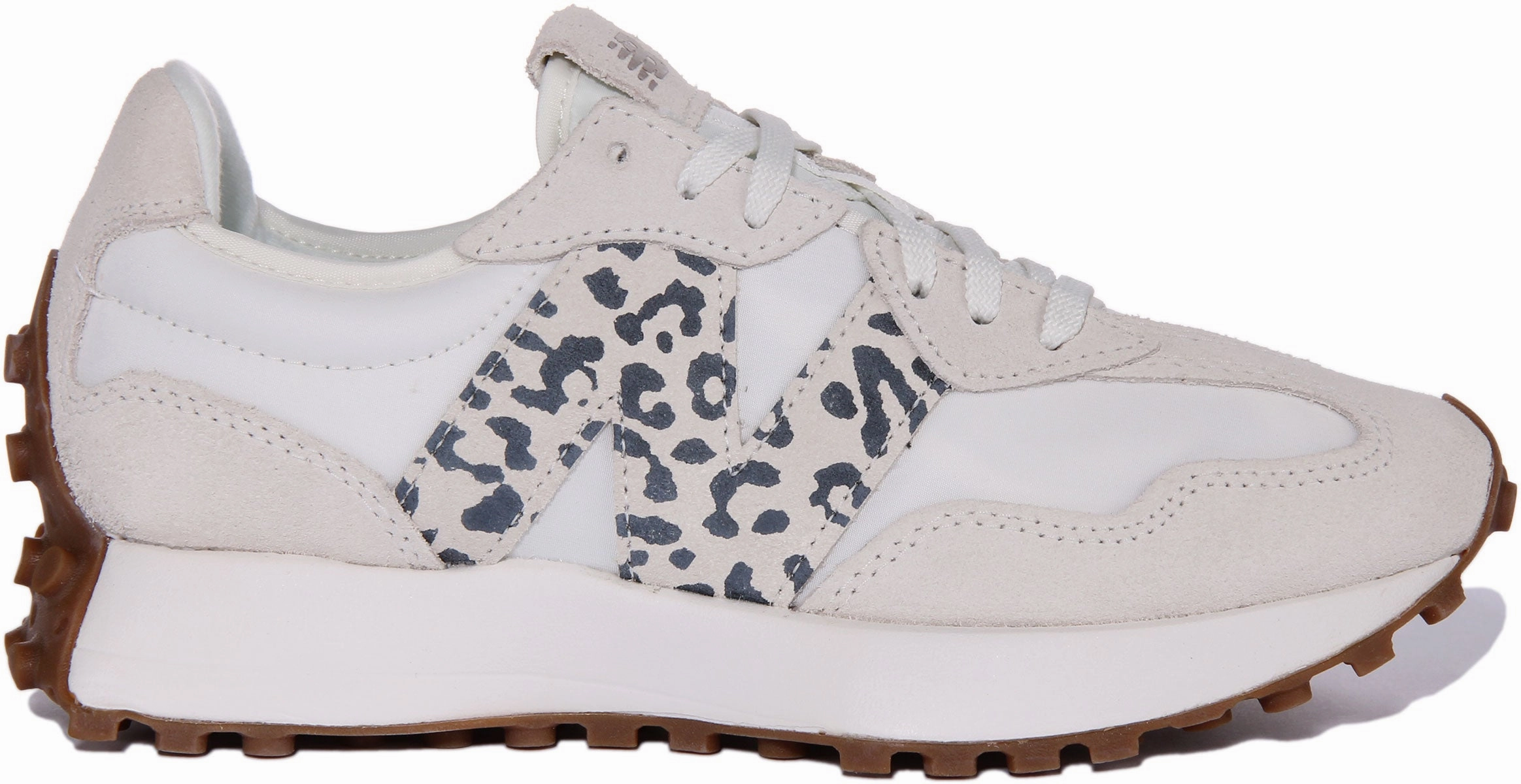 New Balance WS 327 PJ In White Leopard For Women Sleek Profile