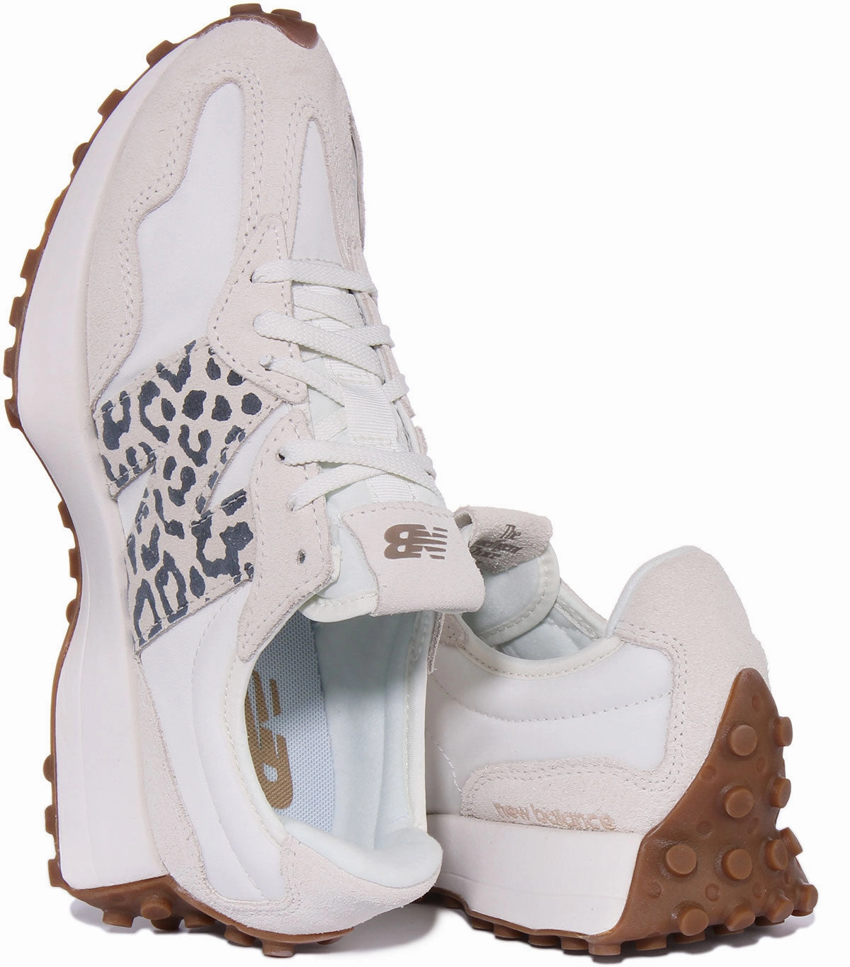 New Balance WS 327 PJ In White Leopard For Women Sleek Profile