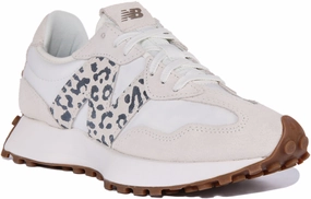 New Balance WS 327 PJ In White Leopard For Women Functional Style Heel Foam