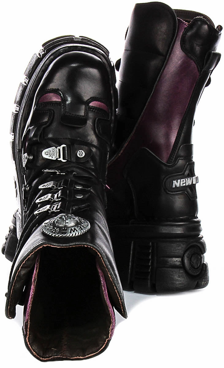 Newrock 203 Tower In Black Purple Boots Comfort Zone
