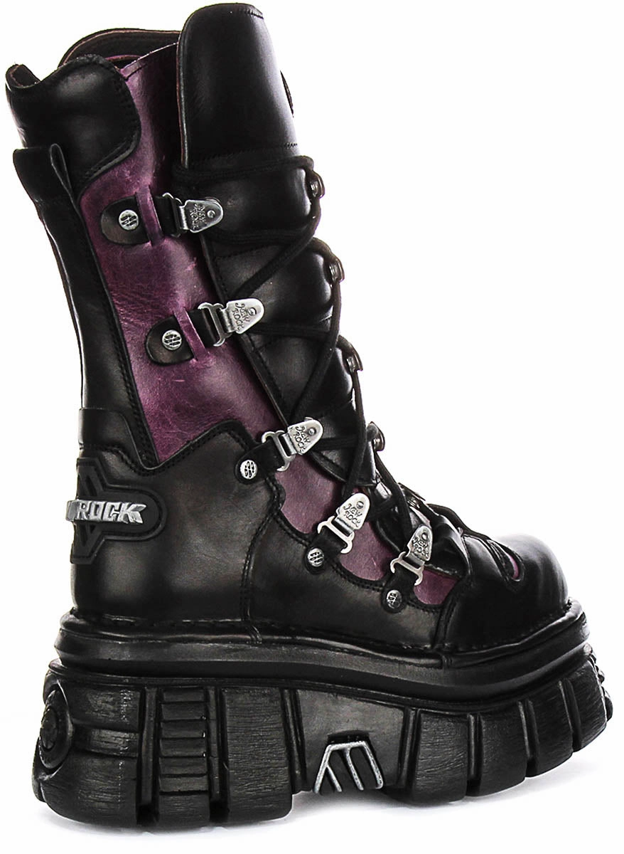 Newrock 203 Tower In Black Purple Boots Comfort Zone