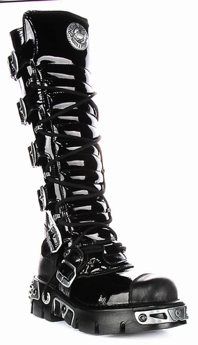 Newrock 314 Reactor In Black Patent For Women Modern Style Seasonal Protection