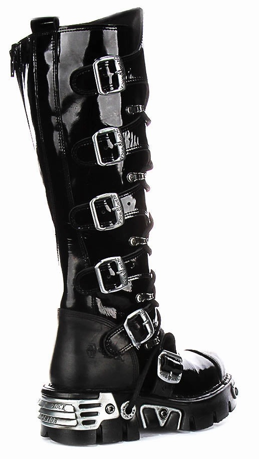 Newrock 314 Reactor In Black Patent For Women slim calf