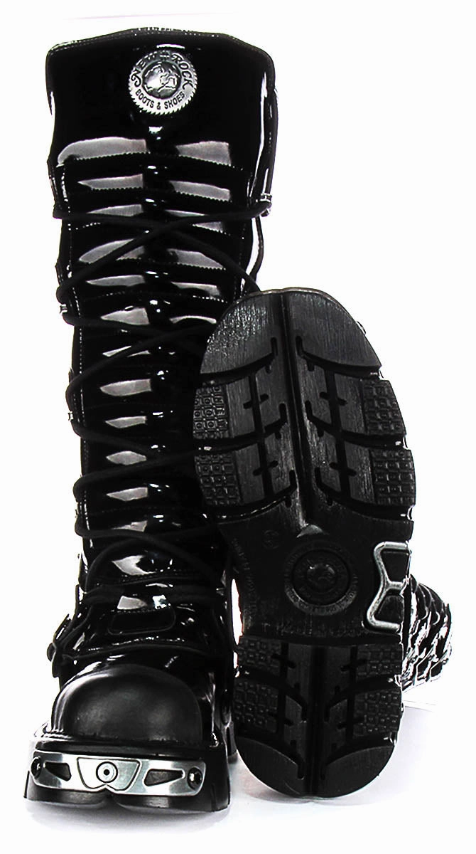 Newrock 314 Reactor In Black Patent For Women slim calf