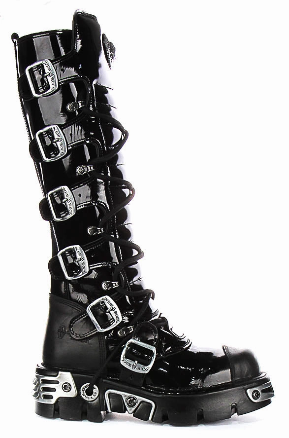 Newrock 314 Reactor In Black Patent For Women slim calf
