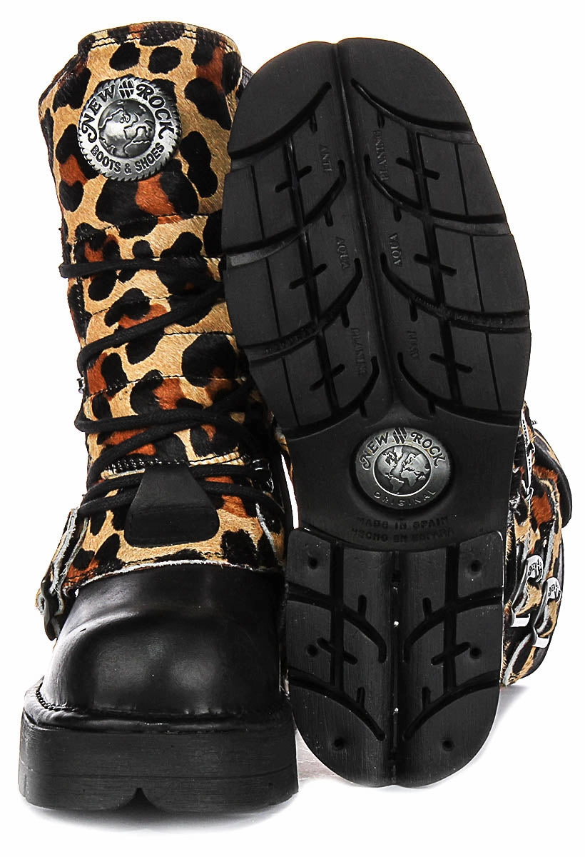 Newrock 591 Planning Heel In Leopard Leather Trail Control Boots Max