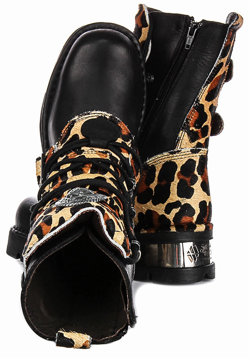 Newrock 591 Planning Heel In Leopard Leather Trail Control Boots Max