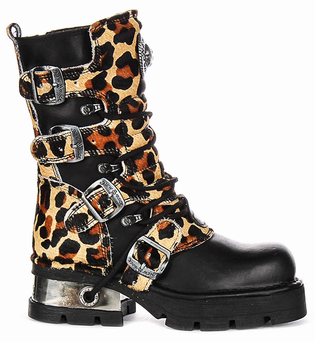 Newrock 591 Planning Heel In Leopard Leather Trail Control Boots Max