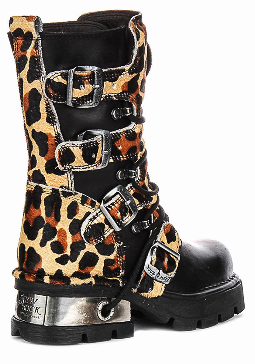 Newrock 591 Planning Heel In Leopard Leather Trail Control Boots Max