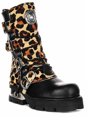 Newrock 591 Planning Heel In Leopard Leather Climbing Boots Fit