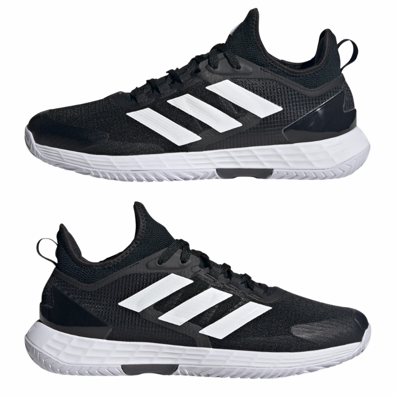 Night Run Adidas Adizero Ubersonic 4.1 Mens Tennis Shoes - Core Black / White / Grey Four