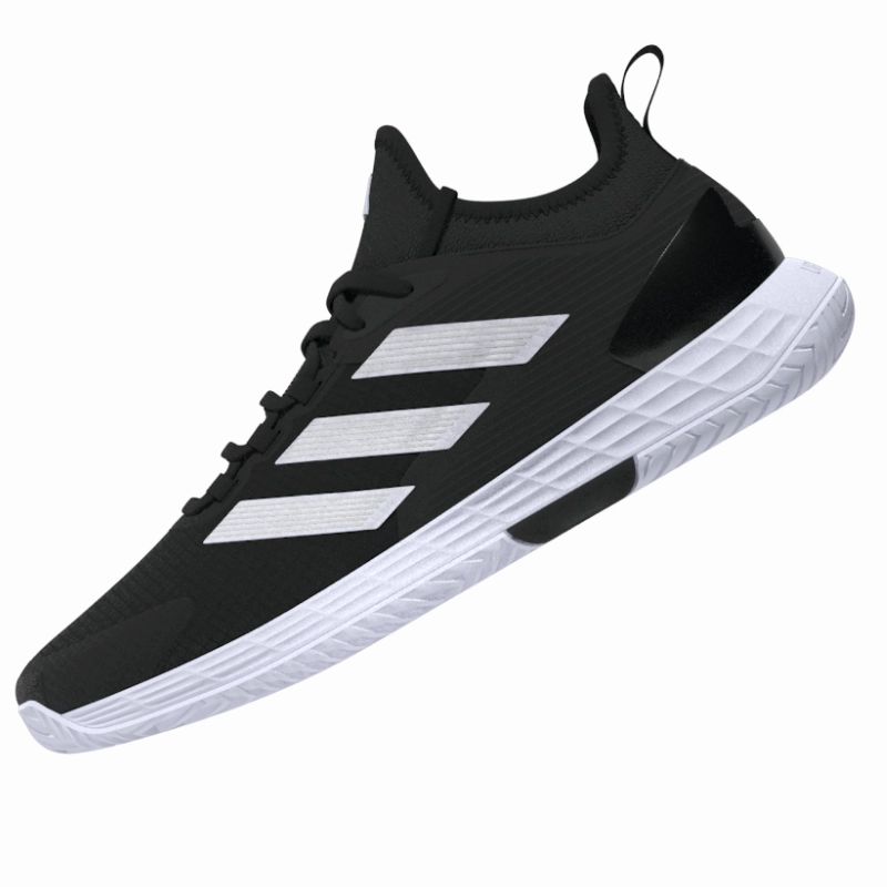 Night Run Adidas Adizero Ubersonic 4.1 Mens Tennis Shoes - Core Black / White / Grey Four