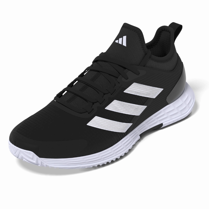 Night Run Adidas Adizero Ubersonic 4.1 Mens Tennis Shoes - Core Black / White / Grey Four