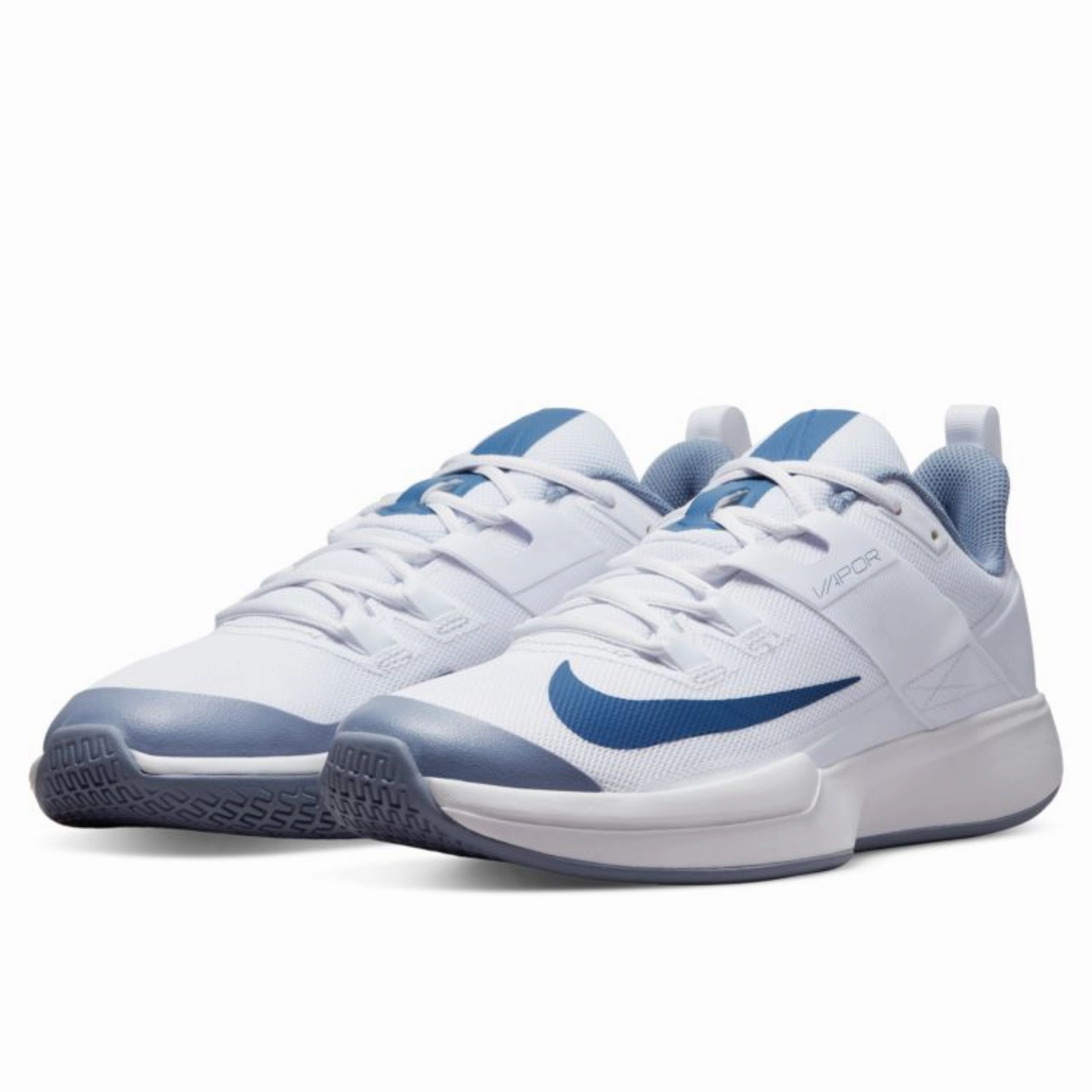Nike Court Vapor Lite Mens Hard Court Tennis Shoes - White/Mystic Navy-Ashen Slate Lace Up