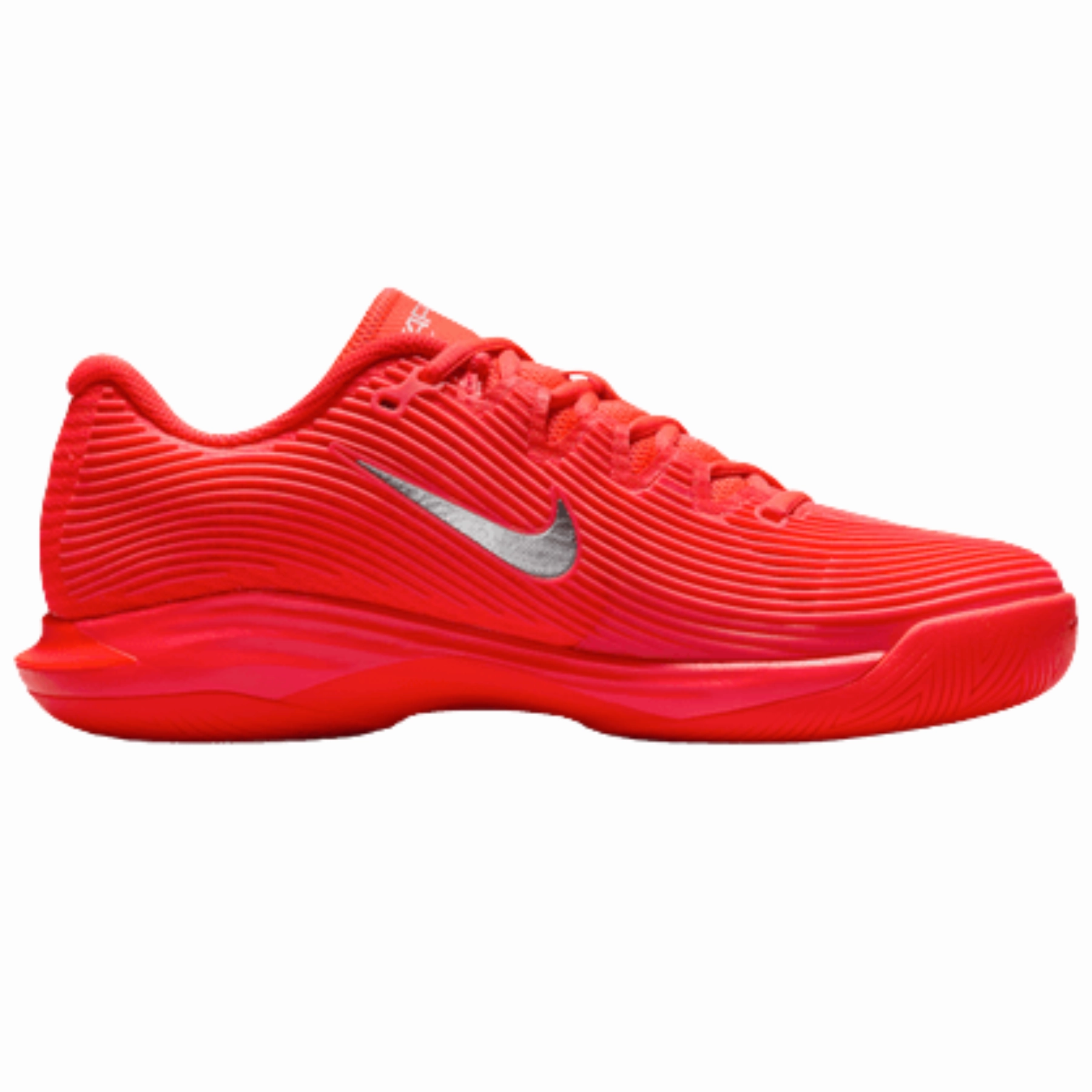 Nike Vapor 12 Premium Womens Hard Court Tennis Shoes - Bright Crimson/Metallic Silver
