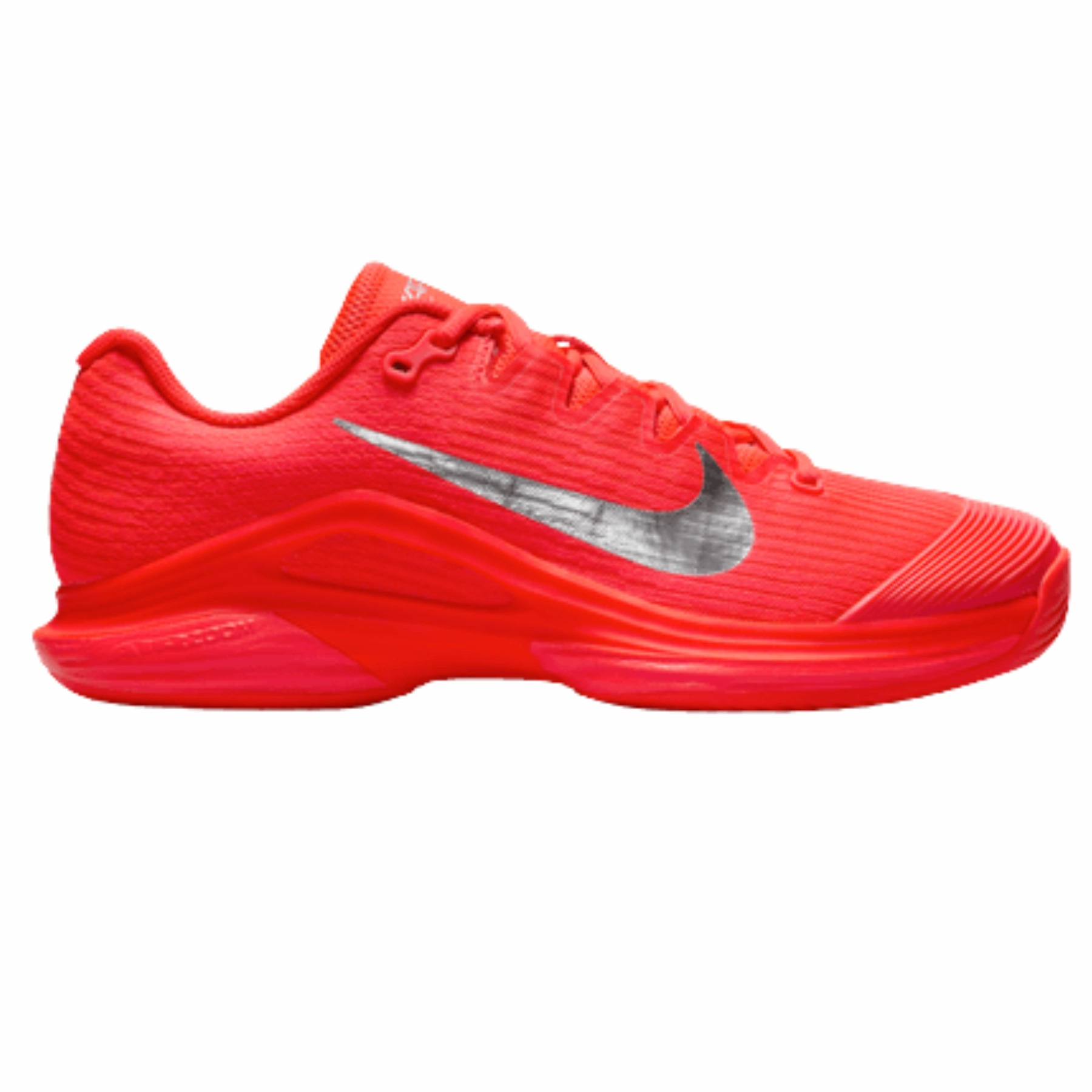 Nike Vapor 12 Premium Womens Hard Court Tennis Shoes - Bright Crimson/Metallic Silver