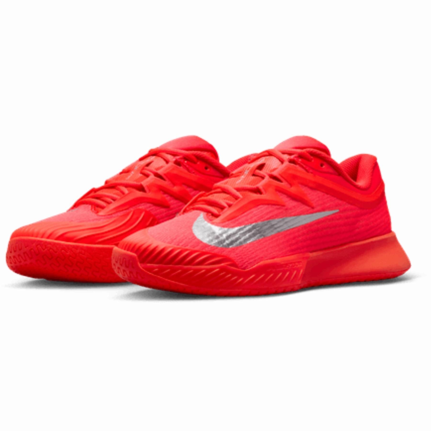 Nike Zoom Vapor Pro 3 Premium Womens Hard Court Tennis Shoes - Bright Crimson/Metallic Silver Full Cushioning