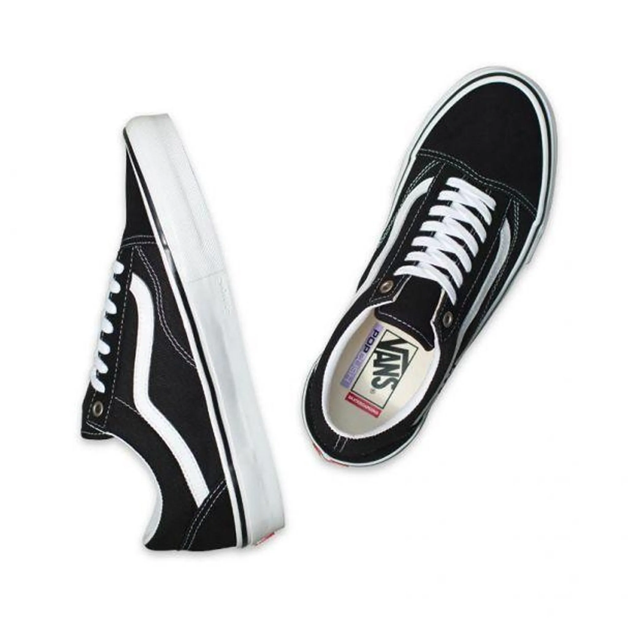 No Tie Closure Vans Skate Old Skool Pro Black/White