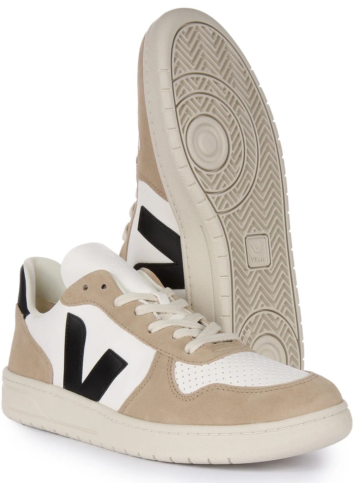 Non Slip Veja V 10 Chromefree In White Grey For Women