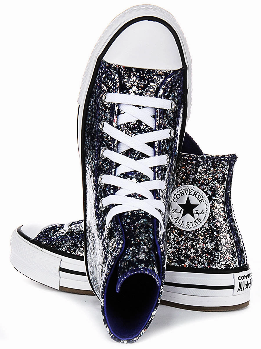 Non-Slip Design Converse All Star High A10043C In Navy Glitter For Junior