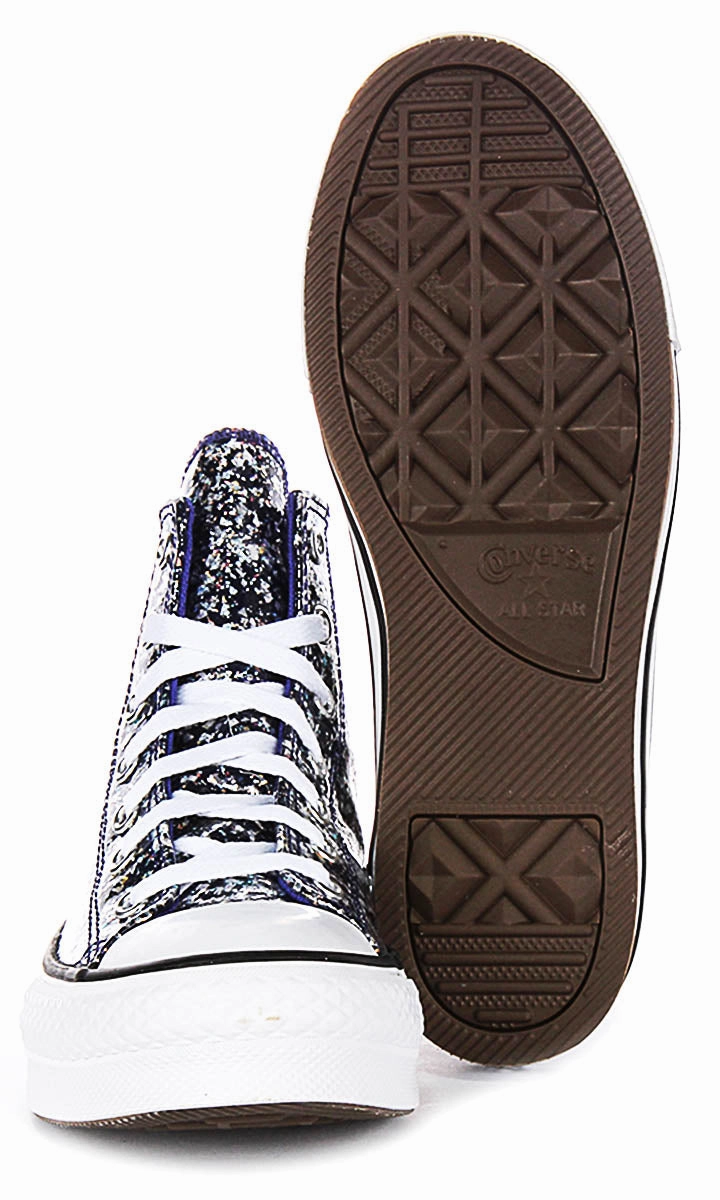 Non-Slip Design Converse All Star High A10043C In Navy Glitter For Junior
