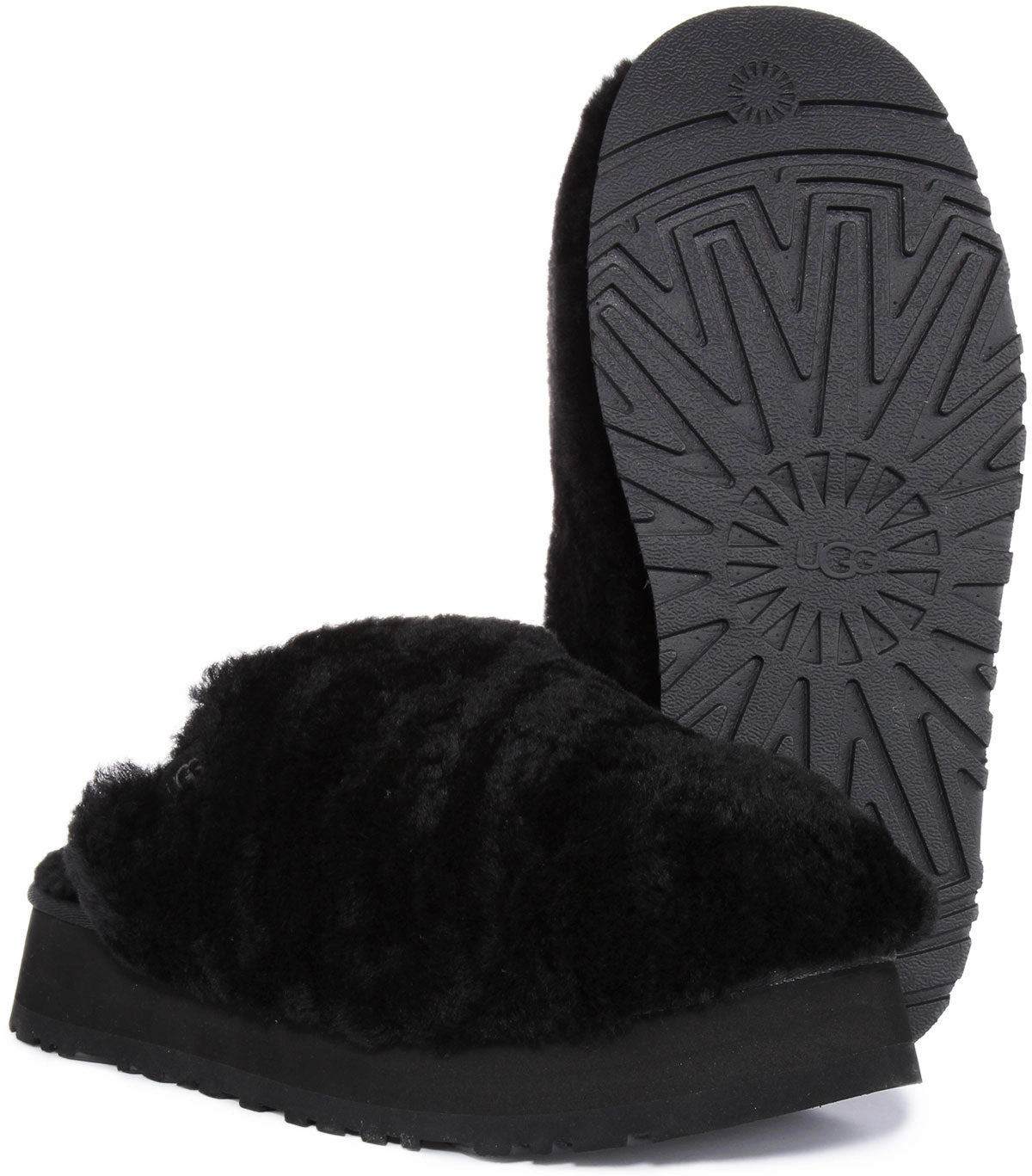 Non-Slip Grip Ugg Australia Maxi Curly Platform In Black For Women