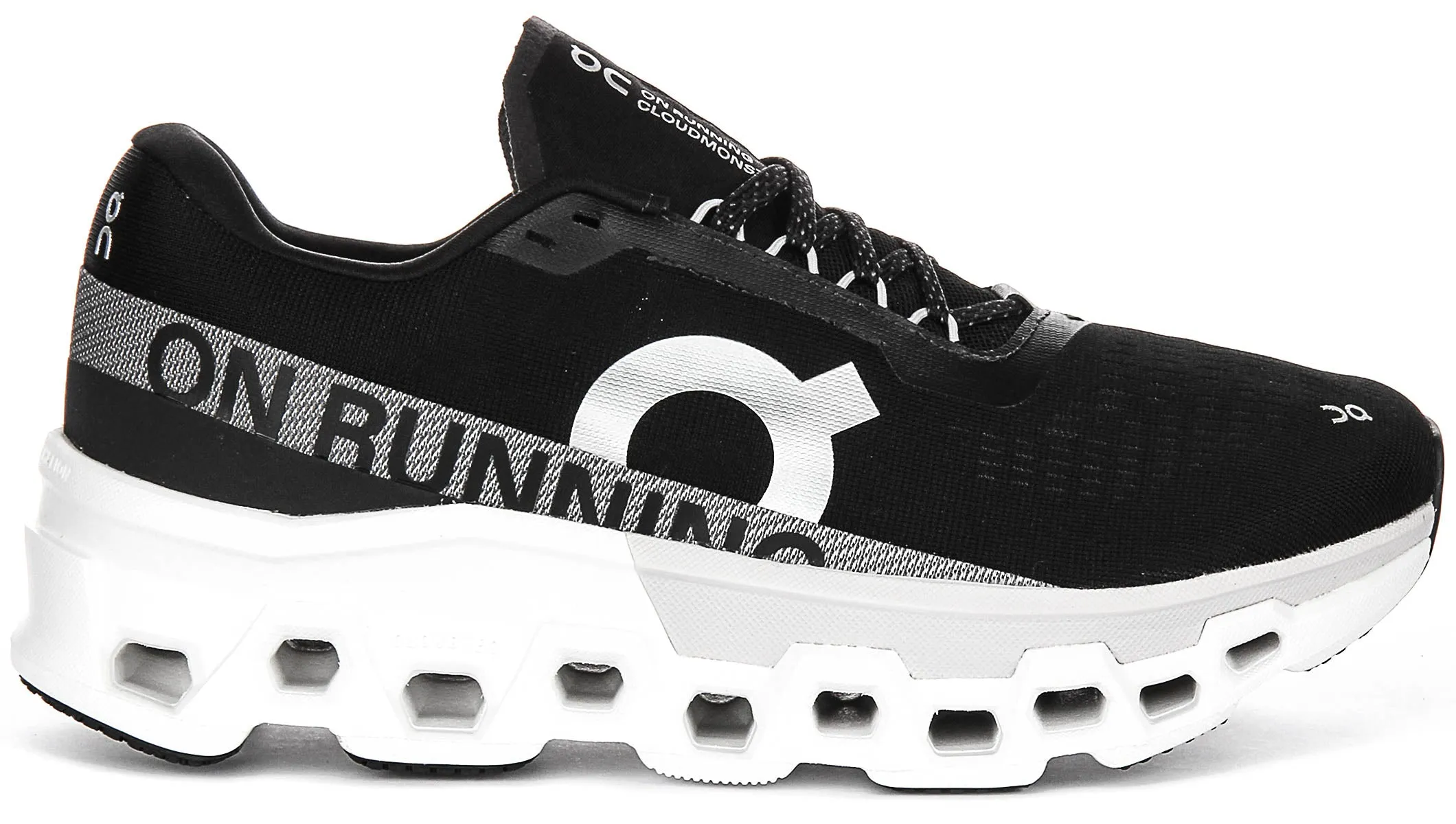 On Running Cloudmonster 2 In Black White For Men Slip Guard
