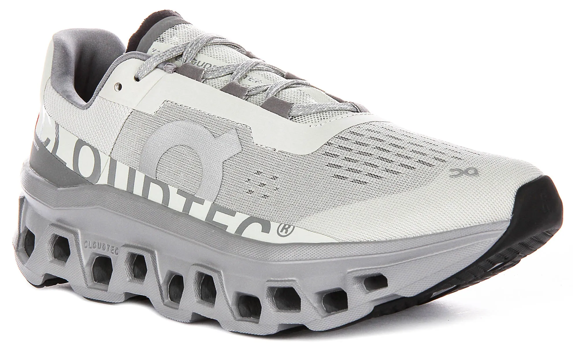 On Running Cloudmonster In Light Grey For Men Anti Slip Layer Support