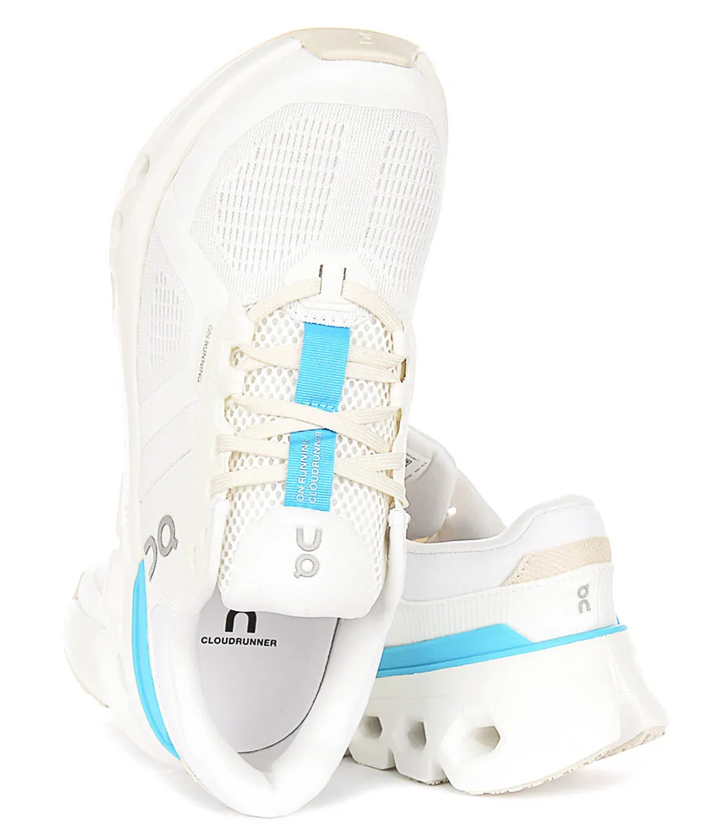 On Running Cloudrunner 2 In White Blue For Women Anti Abrasion