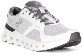On Running Cloundrunner 2 In Light Grey For Women Lightweight Build Sock-like fit reduces rubbing during direction shifts