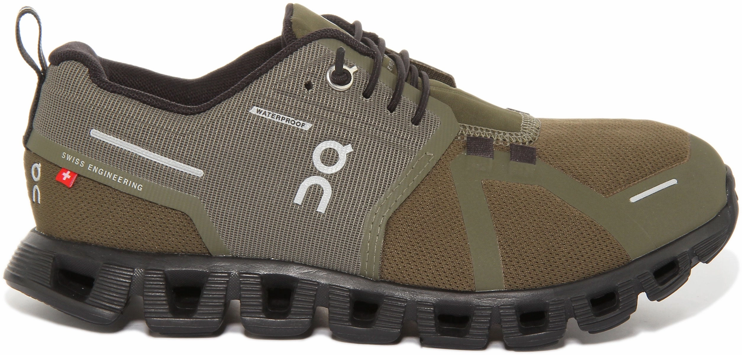 On Running Cloud 5 Waterproof In Olive For Women Silent Tread