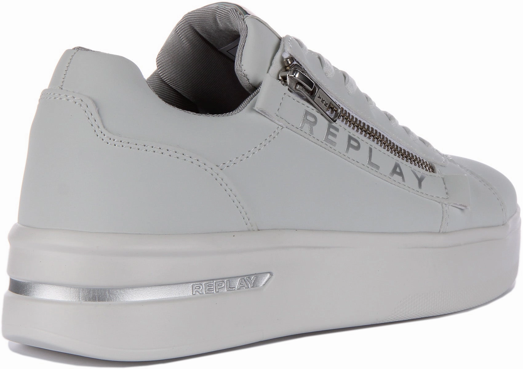 Open Weave Replay University Zip Trainer In White