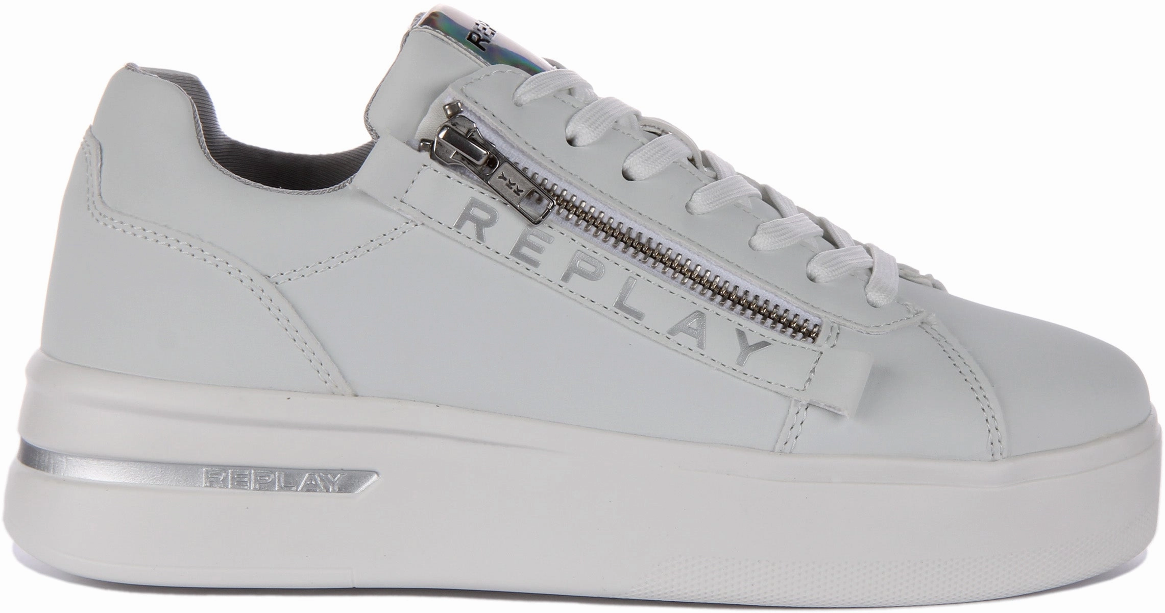 Open Weave Replay University Zip Trainer In White